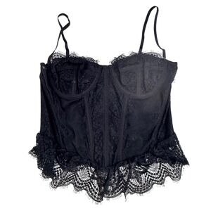 Urban Outfitters Out From Under Black Lace Corset Top Underwire Bustier Sz L NWT